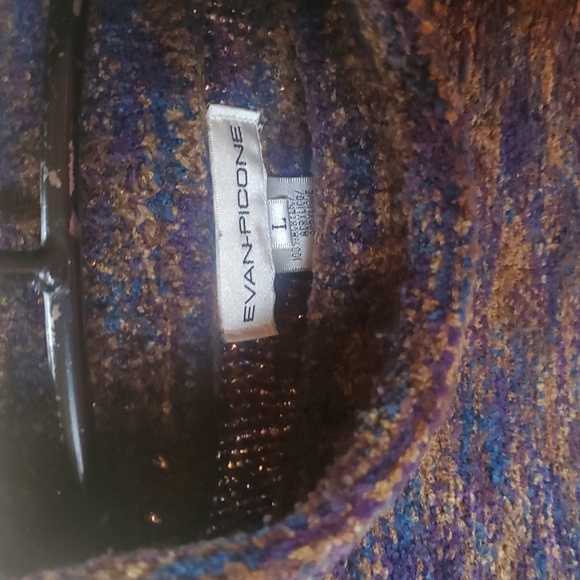 Evan‎ Picone Mock MultiColored Turtleneck LS Sz. L Sweater - Picture 3 of 9